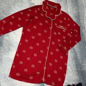 89. Tommy Hilfiger Red Pajama Shirt with White Accents